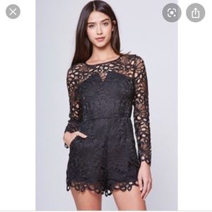 Yumi Kim Chance Meeting Black Lace Romper XS